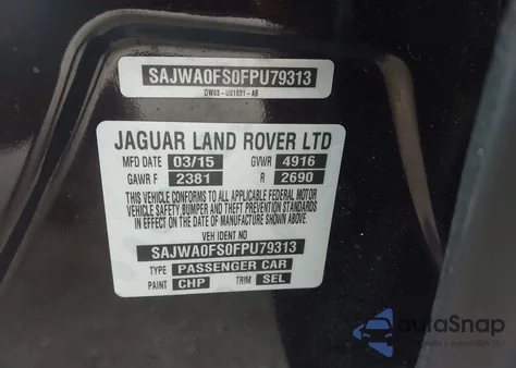 2015 Jaguar Xf 2.0T Premium z USA, uszkodzony, nr VIN SAJWA0FS0FPU79313